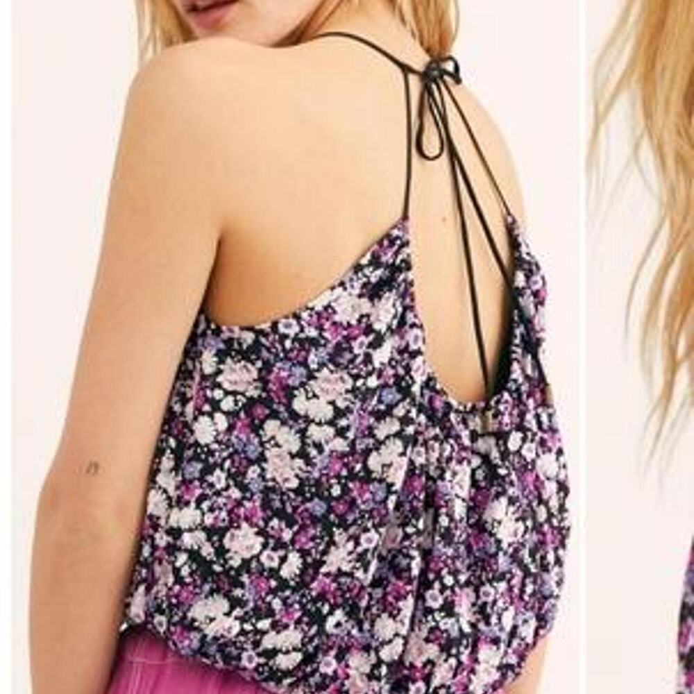 Free People Daisy Babe Tank Top Black Purple Size Small New with Tags